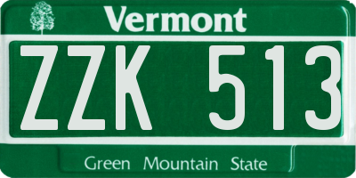 VT license plate ZZK513