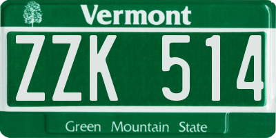 VT license plate ZZK514