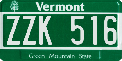 VT license plate ZZK516