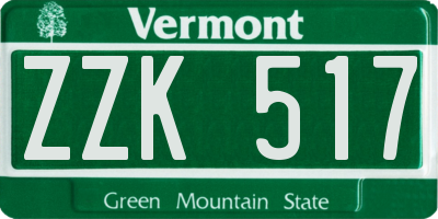 VT license plate ZZK517