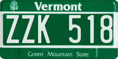 VT license plate ZZK518