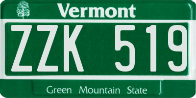 VT license plate ZZK519