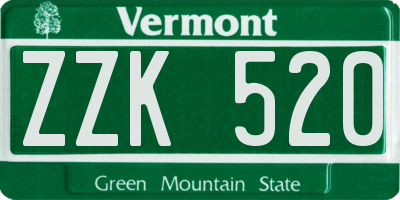 VT license plate ZZK520