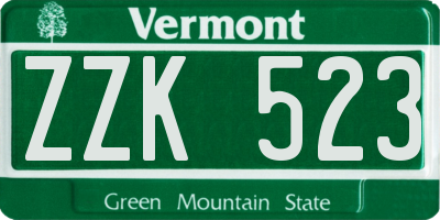 VT license plate ZZK523