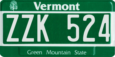 VT license plate ZZK524