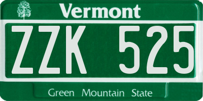 VT license plate ZZK525