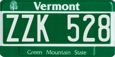VT license plate ZZK528