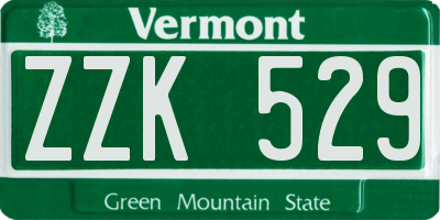 VT license plate ZZK529
