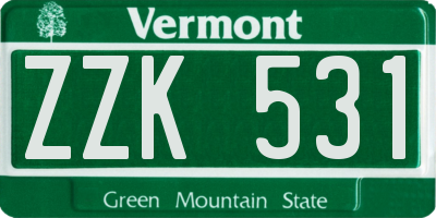 VT license plate ZZK531