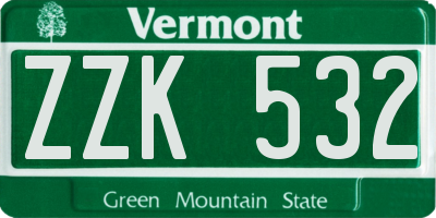 VT license plate ZZK532