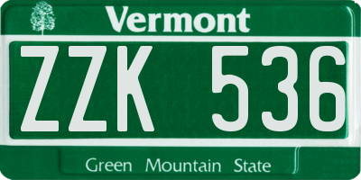 VT license plate ZZK536