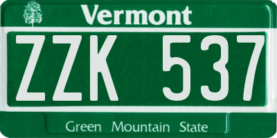 VT license plate ZZK537