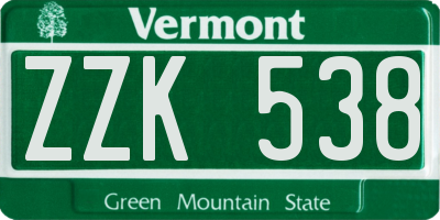 VT license plate ZZK538