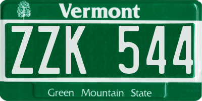 VT license plate ZZK544