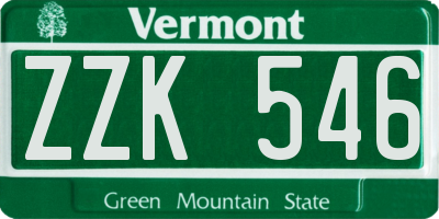 VT license plate ZZK546