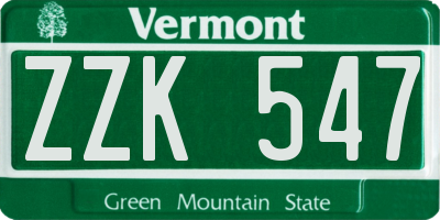 VT license plate ZZK547