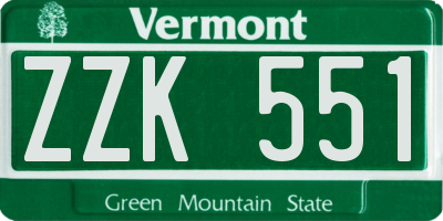 VT license plate ZZK551