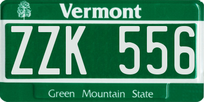 VT license plate ZZK556