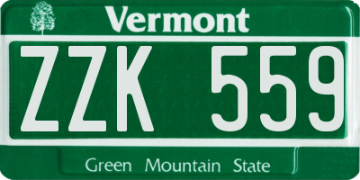 VT license plate ZZK559