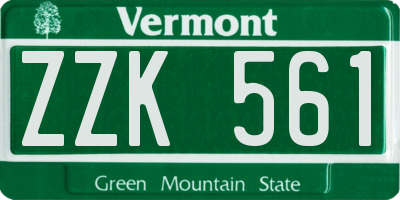 VT license plate ZZK561