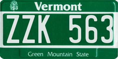 VT license plate ZZK563