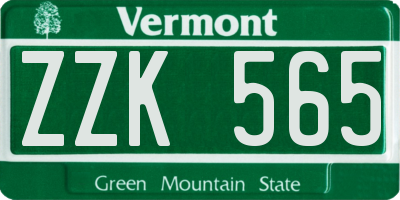 VT license plate ZZK565