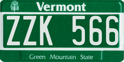 VT license plate ZZK566