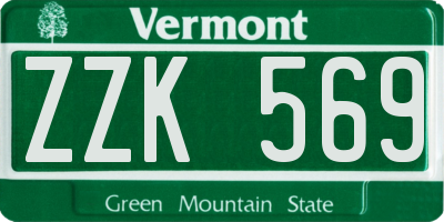 VT license plate ZZK569