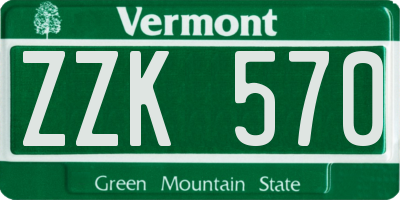 VT license plate ZZK570