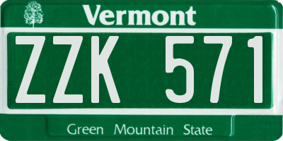 VT license plate ZZK571
