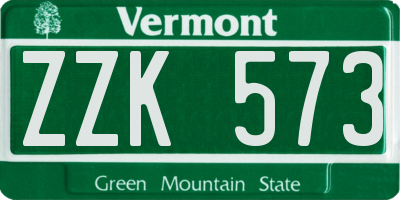 VT license plate ZZK573