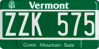 VT license plate ZZK575