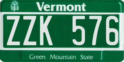 VT license plate ZZK576