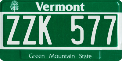 VT license plate ZZK577