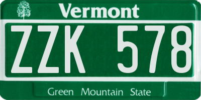 VT license plate ZZK578