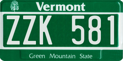 VT license plate ZZK581