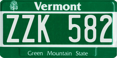 VT license plate ZZK582