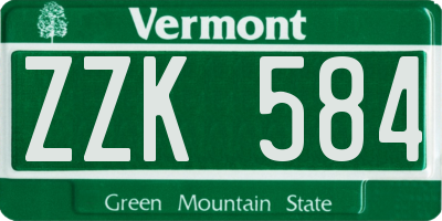 VT license plate ZZK584