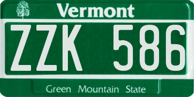 VT license plate ZZK586