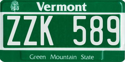 VT license plate ZZK589