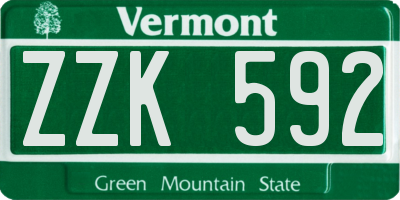 VT license plate ZZK592