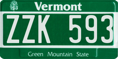 VT license plate ZZK593
