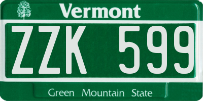 VT license plate ZZK599