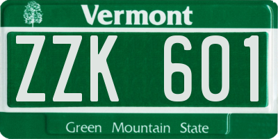 VT license plate ZZK601