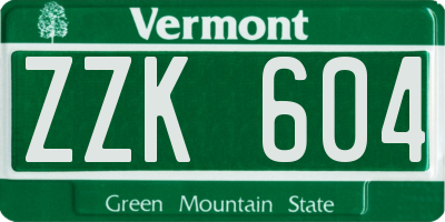 VT license plate ZZK604