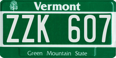 VT license plate ZZK607