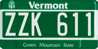 VT license plate ZZK611