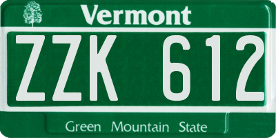 VT license plate ZZK612
