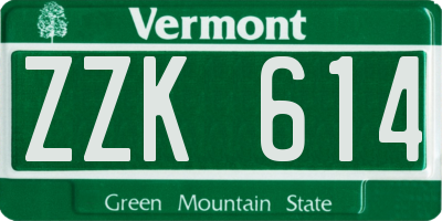 VT license plate ZZK614