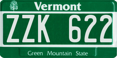 VT license plate ZZK622